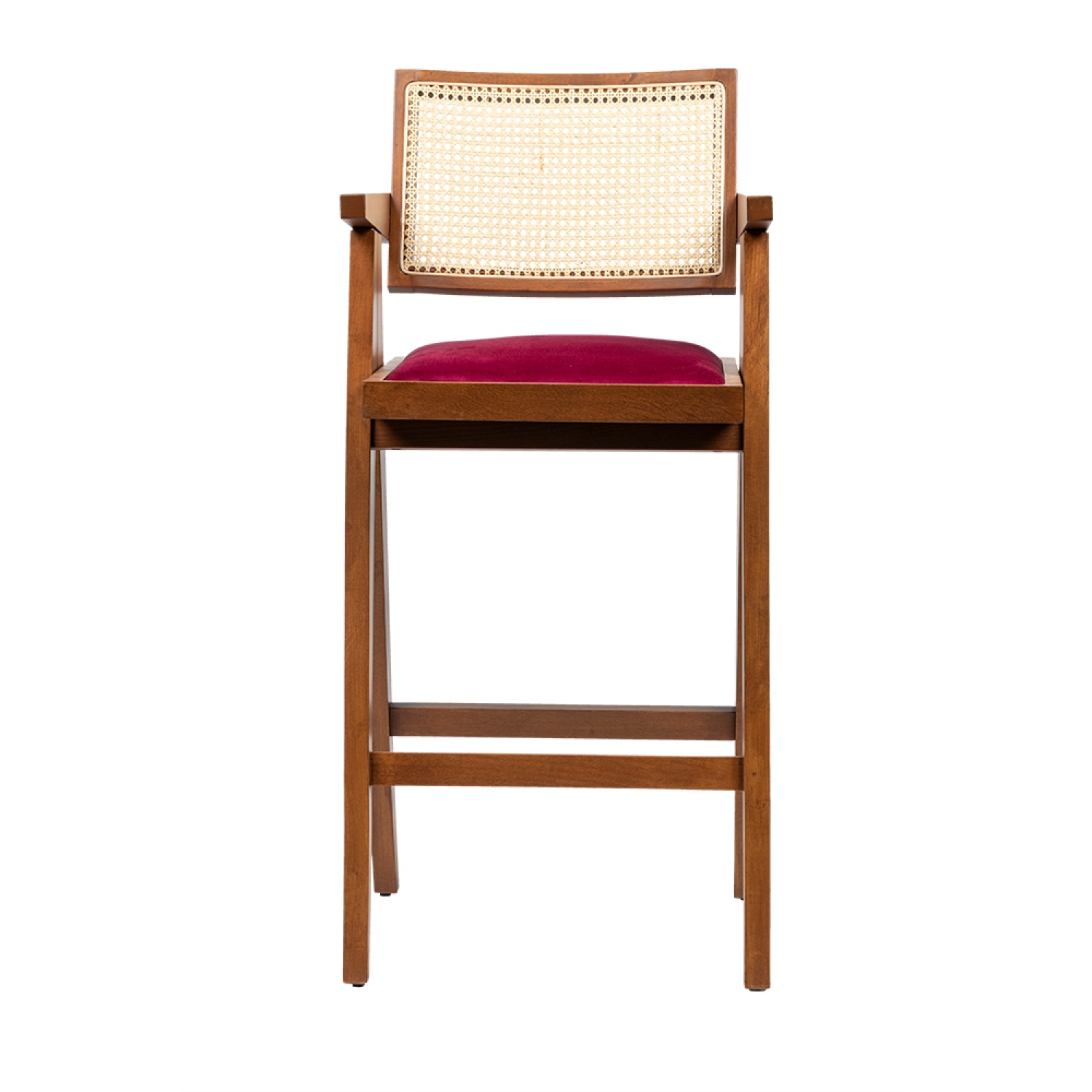 Luna Ahşap Bar sandalyesi hasırlı