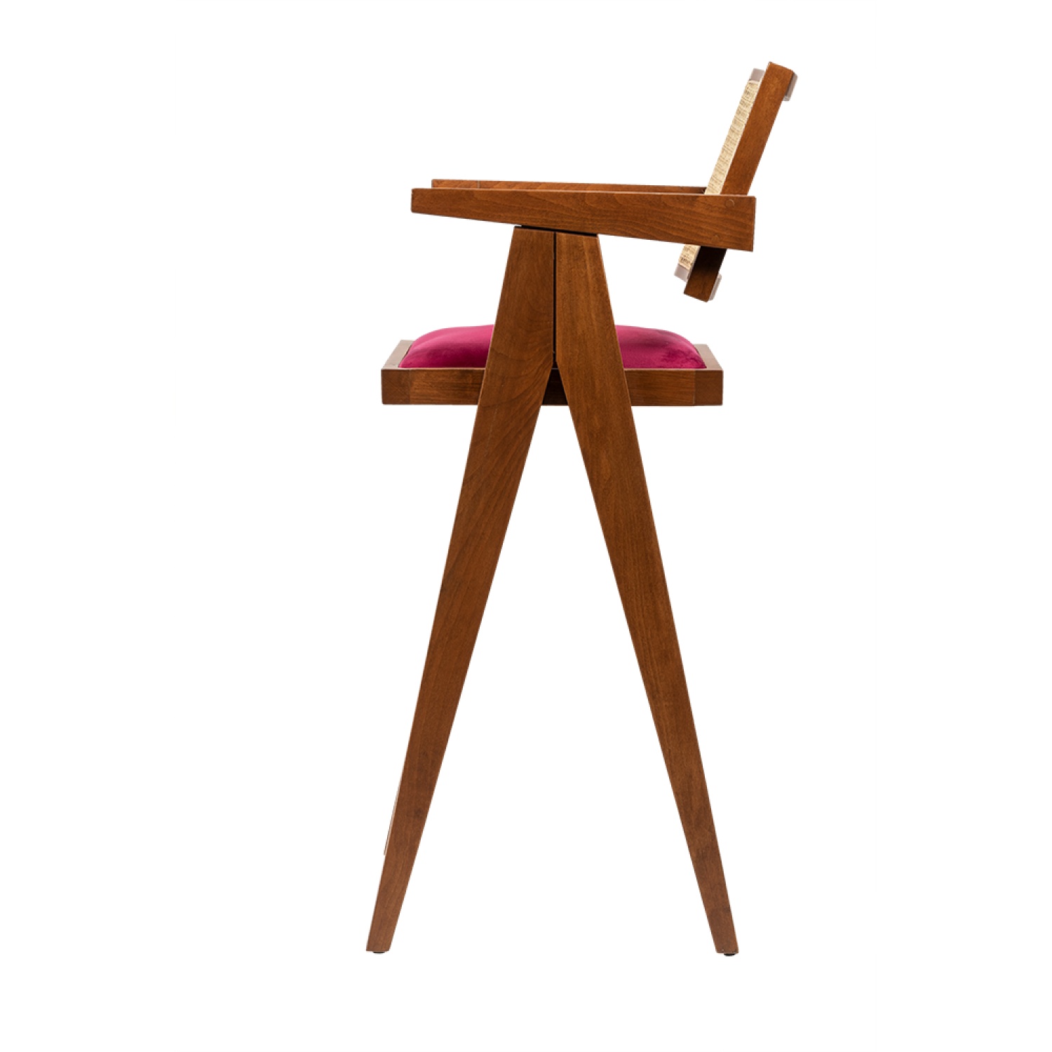 Luna Ahşap Bar sandalyesi hasırlı